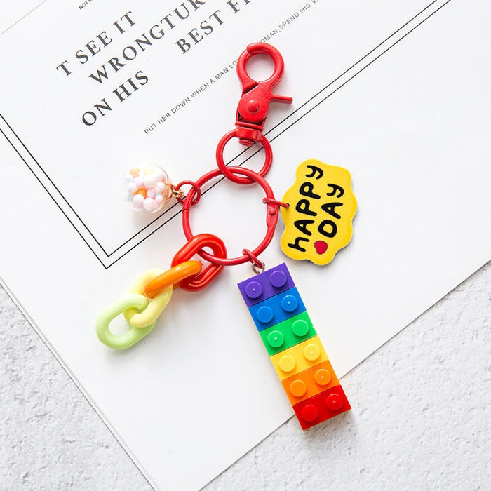 Wholesale Cartoon Love Flowers Plastic Rainbow Building Blocks Keychain JDC-KC-QiaM001 Keychains 恰美 3 Wholesale Jewelry JoyasDeChina Joyas De China
