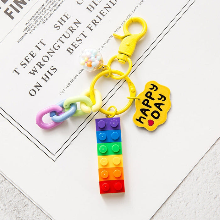Wholesale Cartoon Love Flowers Plastic Rainbow Building Blocks Keychain JDC-KC-QiaM001 Keychains 恰美 Wholesale Jewelry JoyasDeChina Joyas De China