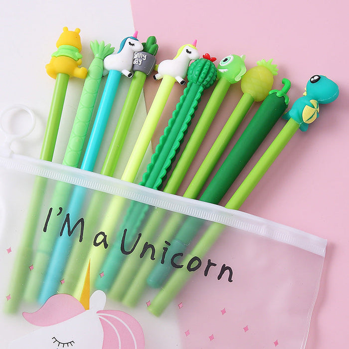 Wholesale cartoon plastic ballpoint pen set of 10 JDC-BP-GSWL003 Ballpoint pen JoyasDeChina green 0.5mm Wholesale Jewelry JoyasDeChina Joyas De China