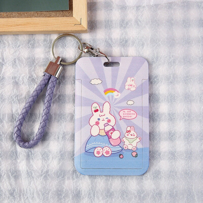 Wholesale Cartoon Plastic Card Holder PU Lanyard Keychain JDC-KC-Gangs003 Keychains 港升 Drink Rabbit Wholesale Jewelry JoyasDeChina Joyas De China