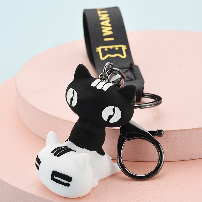 Wholesale Cartoon Resin Cat Metal Keychain JDC-KC-WS131 Keychains 围颂 black OPP bag Wholesale Jewelry JoyasDeChina Joyas De China