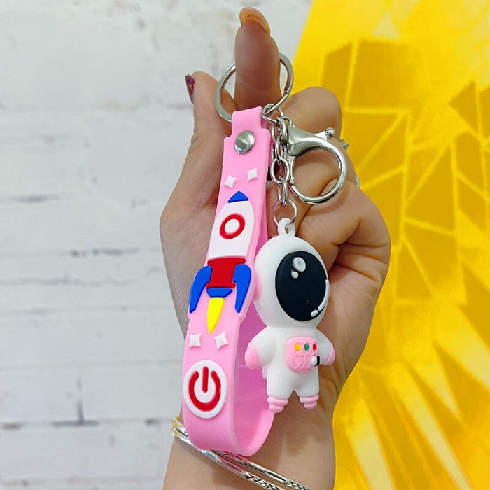Wholesale Cartoon Silicone Astronaut Keychain (M) JDC-KC-Yonuo007 Keychains 柚诺 pink Wholesale Jewelry JoyasDeChina Joyas De China