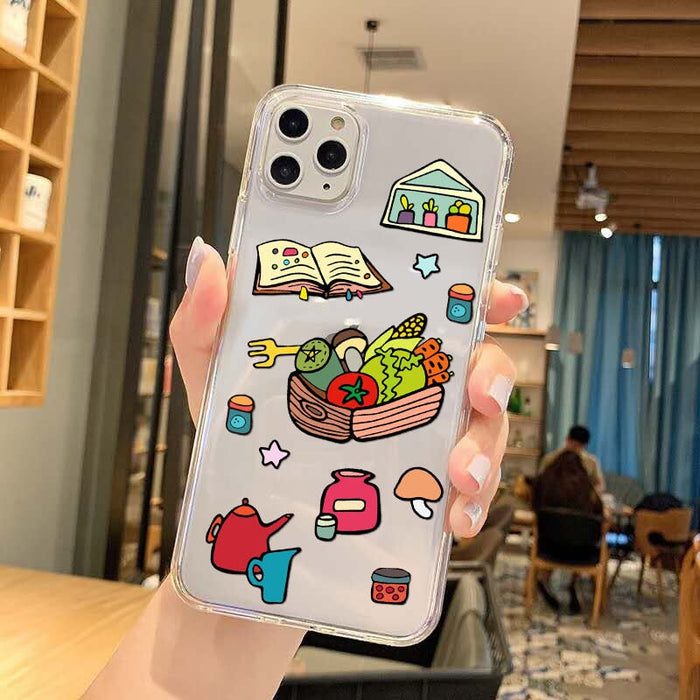 Wholesale cartoon sticker mobile phone case for iphone12promax transparent protective case JDC-PC-KEX010 Phone Cases 科讯 Wholesale Jewelry JoyasDeChina Joyas De China
