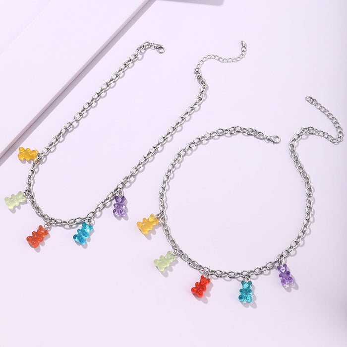 Wholesale cartoon transparent resin bear necklace JDC-NE-YiD009 Necklaces 宜达 Wholesale Jewelry JoyasDeChina Joyas De China