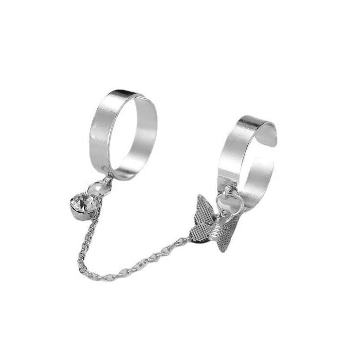Wholesale Chain Combination Punk Butterfly Alloy Knuckle Ring JDC-RS-F101 Rings 韩之尚 Wholesale Jewelry JoyasDeChina Joyas De China