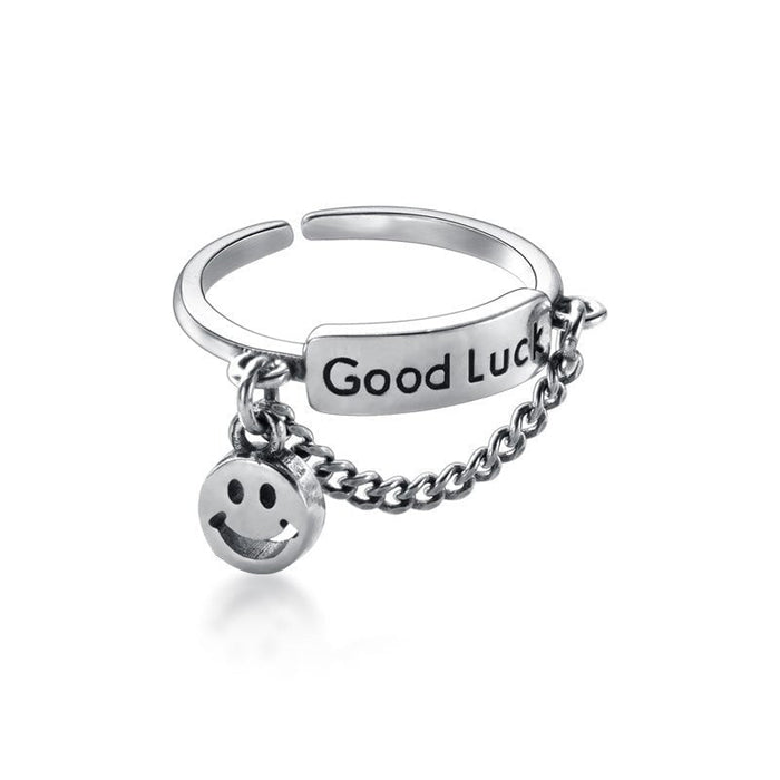 Wholesale chain smiley face opening adjustable metal ring MOQ≥10 JDC-RS-NS015 Rings 尼森 1 MOQ10 Wholesale Jewelry JoyasDeChina Joyas De China