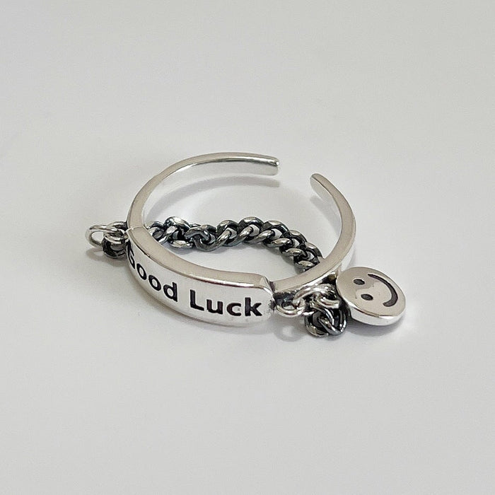 Wholesale chain smiley face opening adjustable metal ring MOQ≥10 JDC-RS-NS015 Rings 尼森 Wholesale Jewelry JoyasDeChina Joyas De China