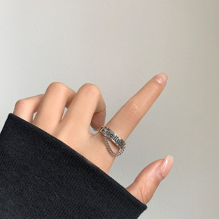 Wholesale chain smiley face opening adjustable metal ring MOQ≥10 JDC-RS-NS015 Rings 尼森 Wholesale Jewelry JoyasDeChina Joyas De China