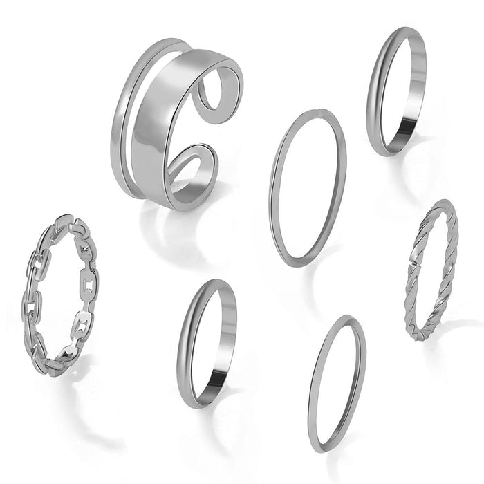 Wholesale chain two finger siamese cross key lock open alloy ring JDC-RS-F080 Rings 韩之尚 5202002 alloy Wholesale Jewelry JoyasDeChina Joyas De China