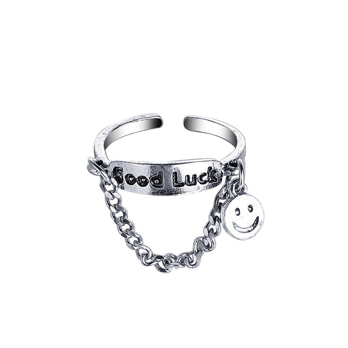 Wholesale chain two finger siamese cross key lock open alloy ring JDC-RS-F080 Rings 韩之尚 55215 alloy Wholesale Jewelry JoyasDeChina Joyas De China