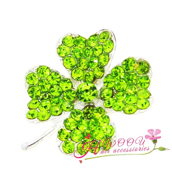 Wholesale Chiffon Green Rhinestone St. Patrick's Day Clover Kids Headband JDC-HD-GSQN046 Headband 丘诺 Wholesale Jewelry JoyasDeChina Joyas De China