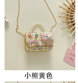 Wholesale Children's Bag Pearl Cotton Linen Chain Messenger Bag JDC-SD-GSHN027 Shoulder Bags 浩纳 yellow Wholesale Jewelry JoyasDeChina Joyas De China