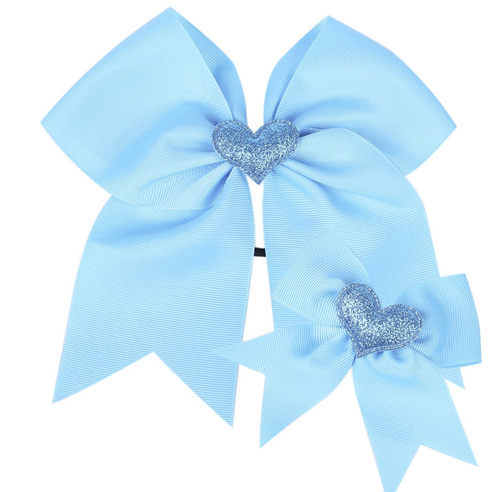 Wholesale Children's Bow Solid Color Love Hair Clip JDC-HC-GSQN029 Hair Clips 丘诺 Blue (two piece set) Wholesale Jewelry JoyasDeChina Joyas De China