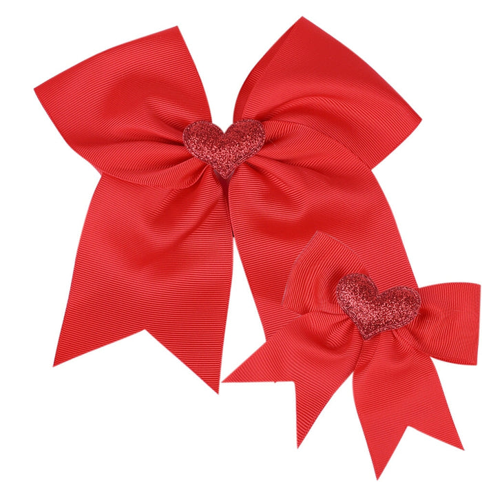 Wholesale Children's Bow Solid Color Love Hair Clip JDC-HC-GSQN029 Hair Clips 丘诺 Bright red (two piece set) Wholesale Jewelry JoyasDeChina Joyas De China
