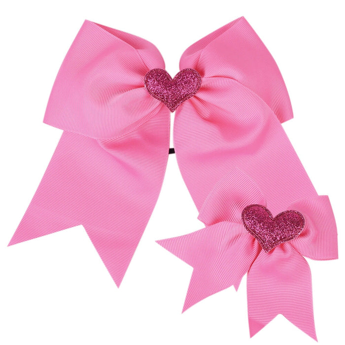 Wholesale Children's Bow Solid Color Love Hair Clip JDC-HC-GSQN029 Hair Clips 丘诺 Dark pink (two-piece set) Wholesale Jewelry JoyasDeChina Joyas De China