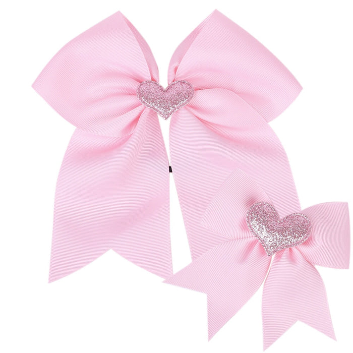 Wholesale Children's Bow Solid Color Love Hair Clip JDC-HC-GSQN029 Hair Clips 丘诺 Pink (two-piece set) Wholesale Jewelry JoyasDeChina Joyas De China