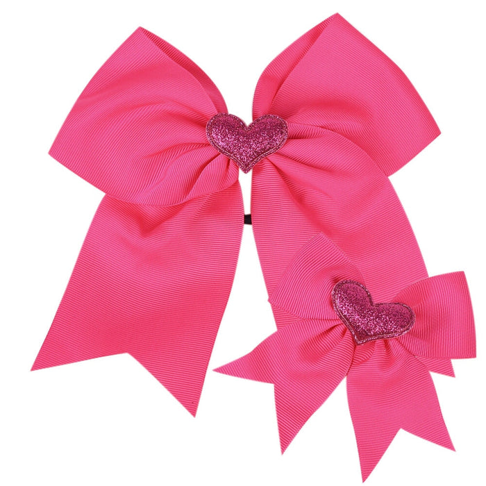 Wholesale Children's Bow Solid Color Love Hair Clip JDC-HC-GSQN029 Hair Clips 丘诺 Rose red (two-piece set) Wholesale Jewelry JoyasDeChina Joyas De China