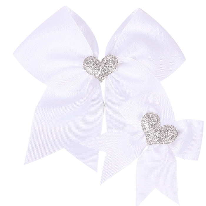 Wholesale Children's Bow Solid Color Love Hair Clip JDC-HC-GSQN029 Hair Clips 丘诺 White (two piece set) Wholesale Jewelry JoyasDeChina Joyas De China