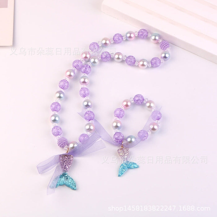 Wholesale children's pearl necklace bracelet ring earring set JDC-NE-Duor004 Necklaces 朵蕊 5 Wholesale Jewelry JoyasDeChina Joyas De China