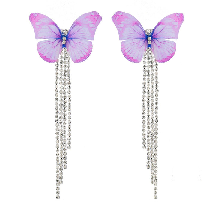 Wholesale Claw Chain Tassel Butterfly Rhinestone Alloy Earrings JDC-ES-JL957 Earrings 氿乐 Wholesale Jewelry JoyasDeChina Joyas De China