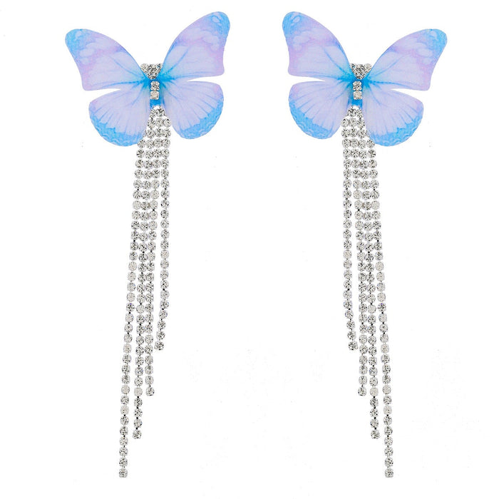 Wholesale Claw Chain Tassel Butterfly Rhinestone Alloy Earrings JDC-ES-JL957 Earrings 氿乐 Wholesale Jewelry JoyasDeChina Joyas De China