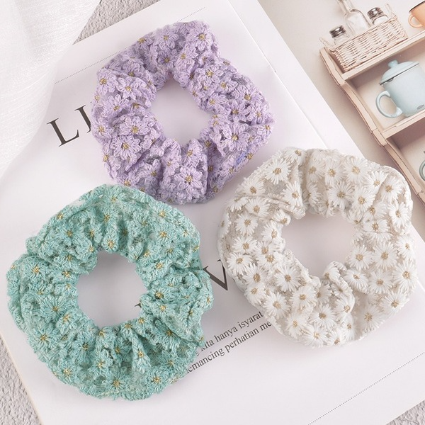 Bulk Jewelry Wholesale cloth small flower embroidery Hair Scrunchies JDC-HS-K082 Wholesale factory from China YIWU China