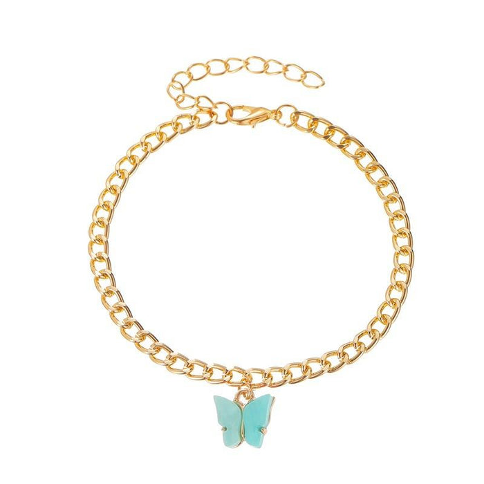 Bulk Jewelry Wholesale color alloy butterfly foot chain JDC-AS-A22 Wholesale factory from China YIWU China