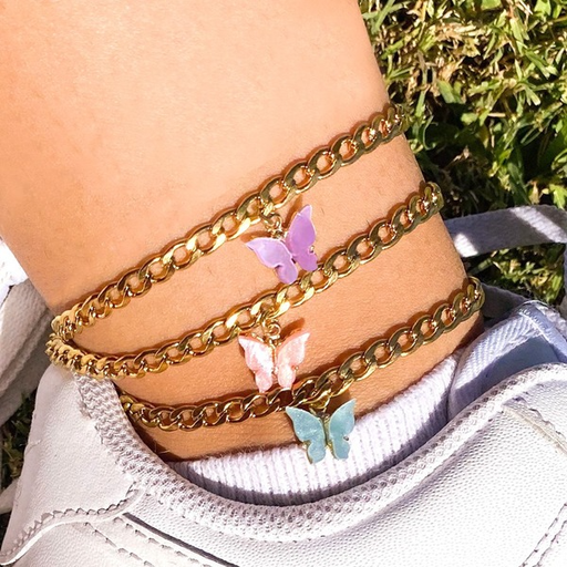Bulk Jewelry Wholesale color alloy butterfly foot chain JDC-AS-A22 Wholesale factory from China YIWU China