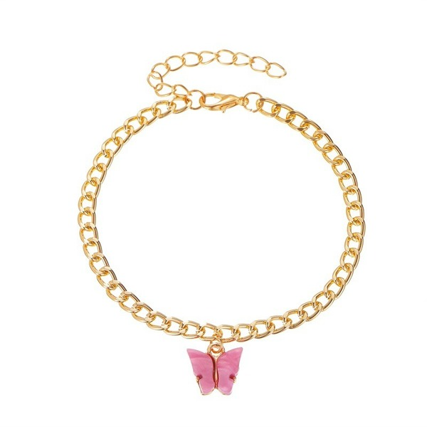 Bulk Jewelry Wholesale color alloy butterfly foot chain JDC-AS-A22 Wholesale factory from China YIWU China