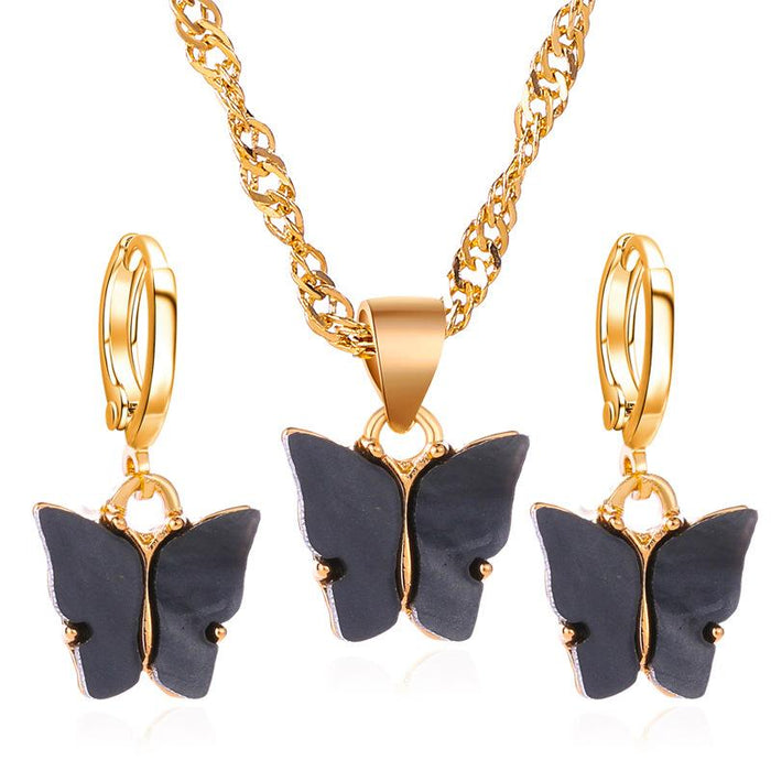 Bulk Jewelry Wholesale color alloy butterfly necklace JDC-NE-D637 Wholesale factory from China YIWU China