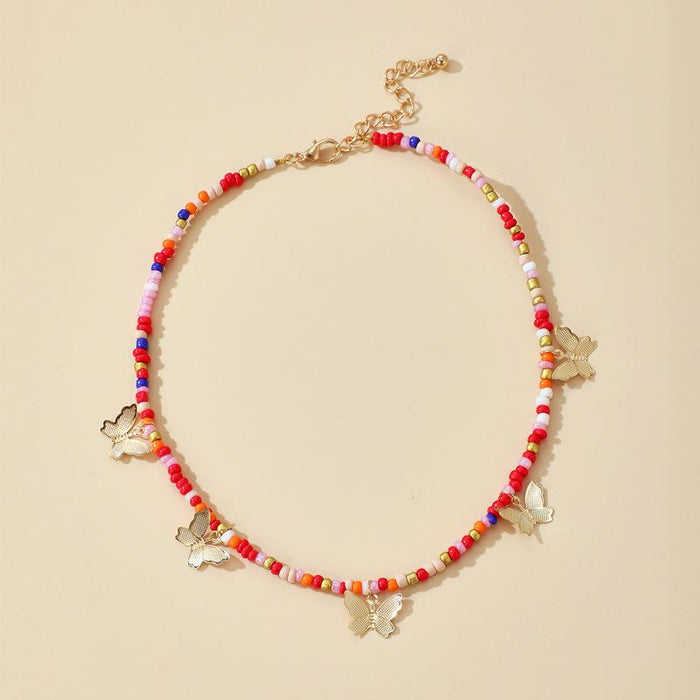 Bulk Jewelry Wholesale color alloy butterfly pendant necklace female JDC-NE-C089 Wholesale factory from China YIWU China