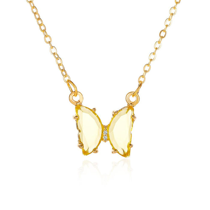 Bulk Jewelry Wholesale color alloy glass crystal butterfly necklace JDC-NE-D558 Wholesale factory from China YIWU China