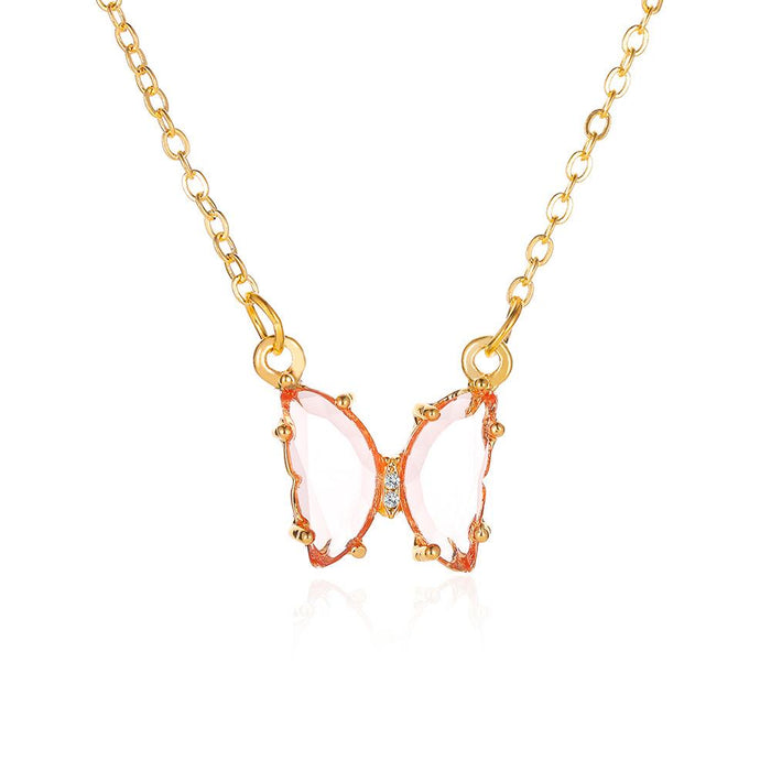 Bulk Jewelry Wholesale color alloy glass crystal butterfly necklace JDC-NE-D558 Wholesale factory from China YIWU China