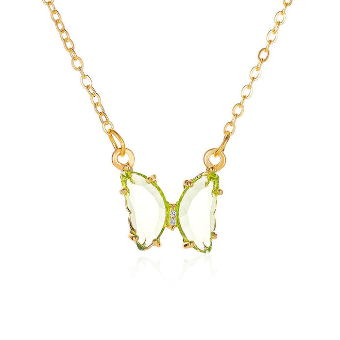 Bulk Jewelry Wholesale color alloy glass crystal butterfly necklace JDC-NE-D558 Wholesale factory from China YIWU China