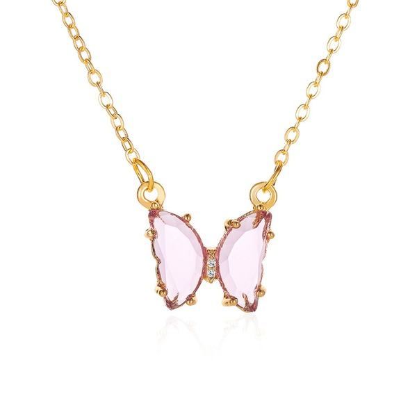 Bulk Jewelry Wholesale color alloy glass crystal butterfly necklace JDC-NE-D558 Wholesale factory from China YIWU China