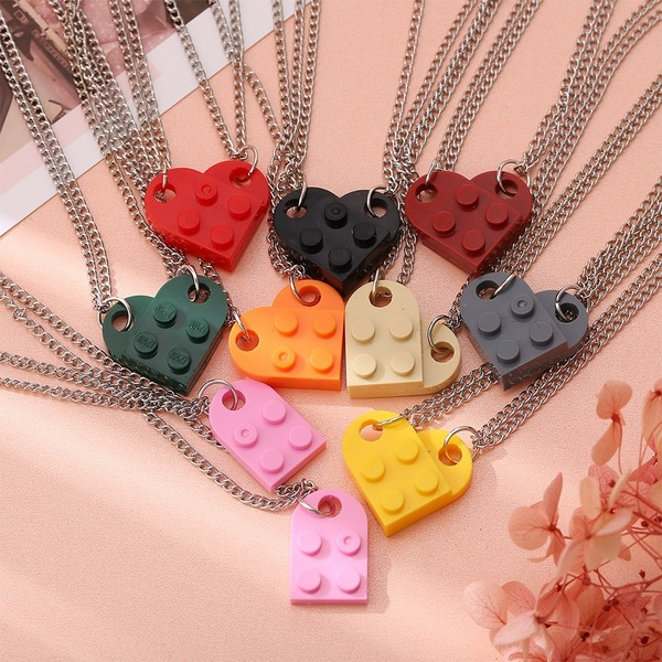 Bulk Jewelry Wholesale Color Alloy Love Pendant Double Bead Chain Necklace JDC-NE-F330 Wholesale factory from China YIWU China