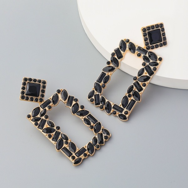 Bulk Jewelry Wholesale color alloy rectangular drill drill color diamond earrings JDC-ES-RXCL002 Wholesale factory from China YIWU China