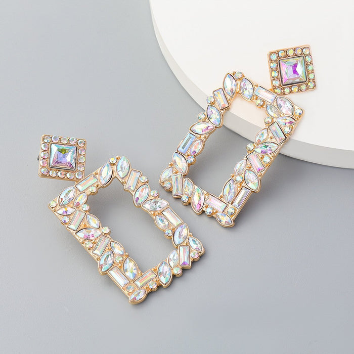 Bulk Jewelry Wholesale color alloy rectangular drill drill color diamond earrings JDC-ES-RXCL002 Wholesale factory from China YIWU China