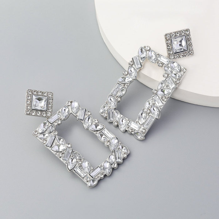 Bulk Jewelry Wholesale color alloy rectangular drill drill color diamond earrings JDC-ES-RXCL002 Wholesale factory from China YIWU China