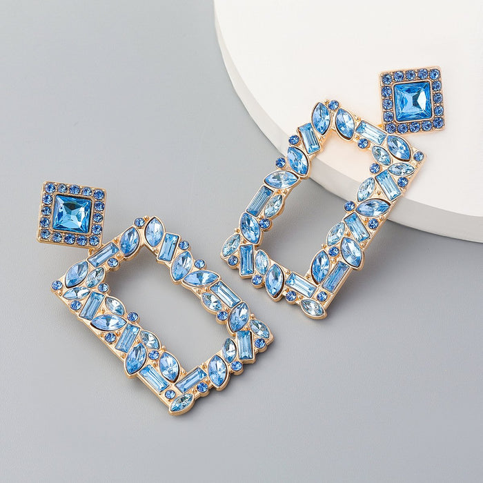 Bulk Jewelry Wholesale color alloy rectangular drill drill color diamond earrings JDC-ES-RXCL002 Wholesale factory from China YIWU China