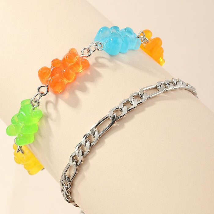 Bulk Jewelry Wholesale color alloy resin cub foot chain JDC-AS-e065 Wholesale factory from China YIWU China