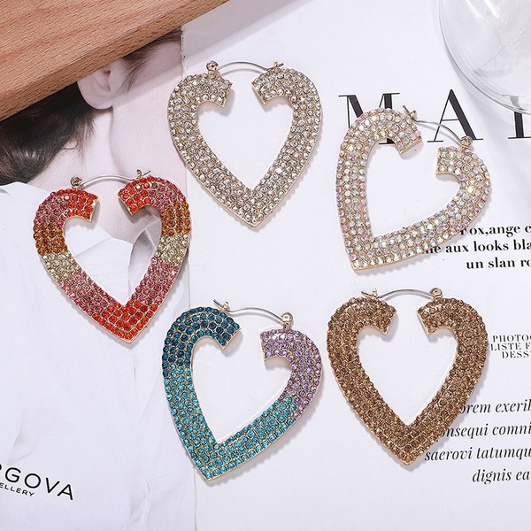 Bulk Jewelry Wholesale color alloy water drill love earrings JDC-ES-V22 Wholesale factory from China YIWU China