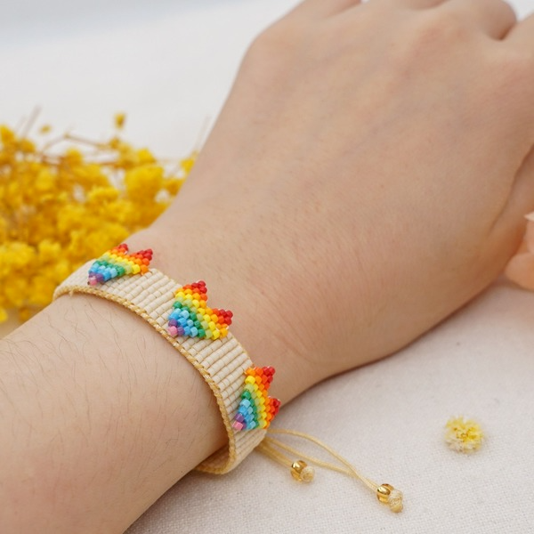 Bulk Jewelry Wholesale color bohemian national wind rainbow love beads hand-woven bracelets JDC-gbh258 Wholesale factory from China YIWU China