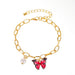 Wholesale Color Butterfly Alloy Pearl Thick Chain Bracelet JDC-BT-A028 Bracelet 妙雅 Wholesale Jewelry JoyasDeChina Joyas De China