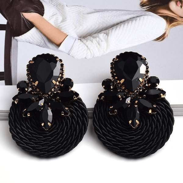 Wholesale Color Crystal Rhinestone Round Earrings JDC-ES-SK016 Earrings 深刻 Wholesale Jewelry JoyasDeChina Joyas De China