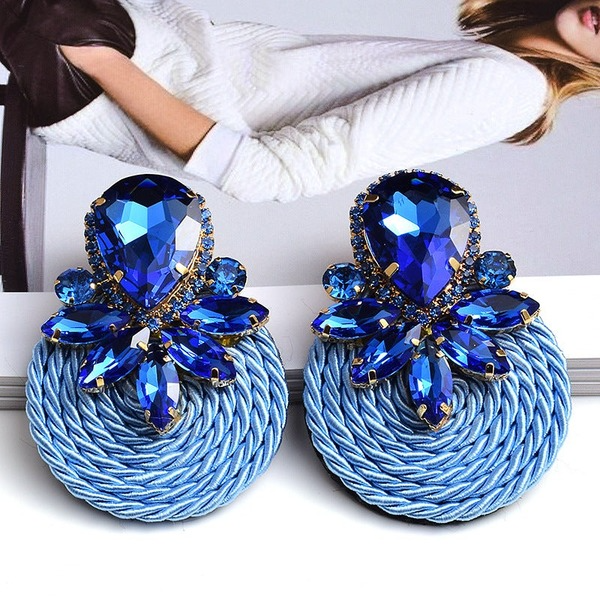 Wholesale Color Crystal Rhinestone Round Earrings JDC-ES-SK016 Earrings 深刻 Wholesale Jewelry JoyasDeChina Joyas De China