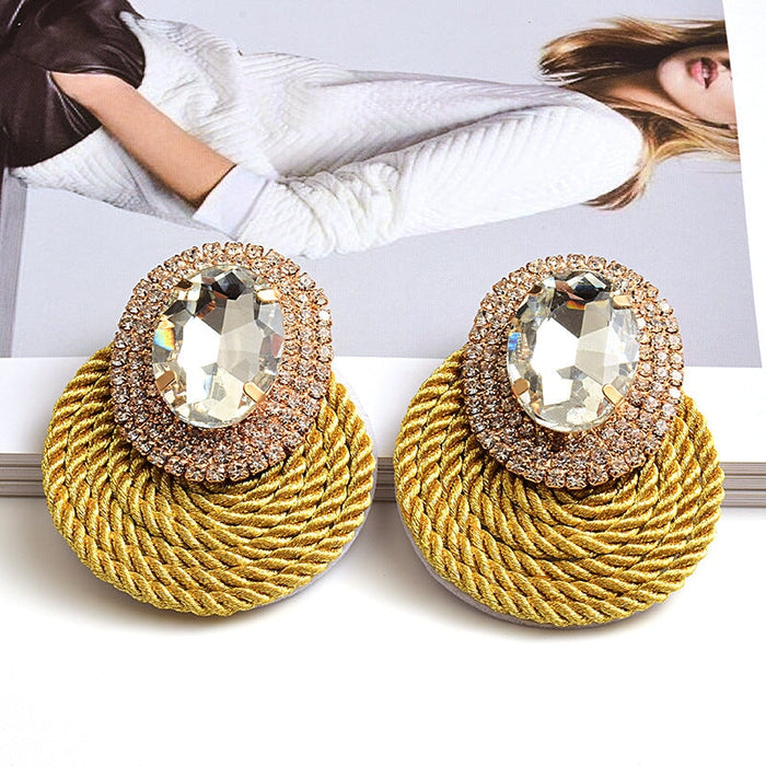 Wholesale Color Crystal Rhinestone Round Earrings JDC-ES-SK018 Earrings 深刻 Wholesale Jewelry JoyasDeChina Joyas De China