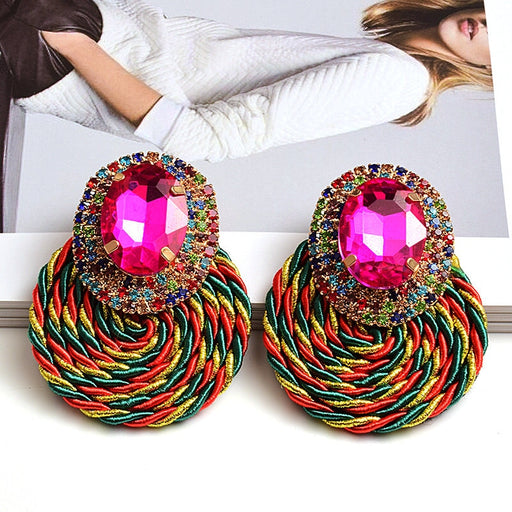 Wholesale Color Crystal Rhinestone Round Earrings JDC-ES-SK018 Earrings 深刻 Wholesale Jewelry JoyasDeChina Joyas De China