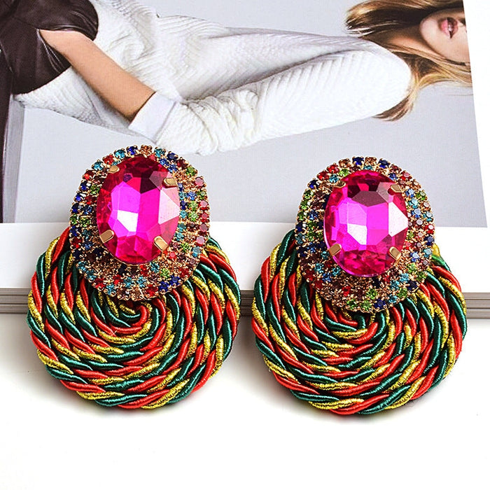 Wholesale Color Crystal Rhinestone Round Earrings JDC-ES-SK018 Earrings 深刻 Wholesale Jewelry JoyasDeChina Joyas De China