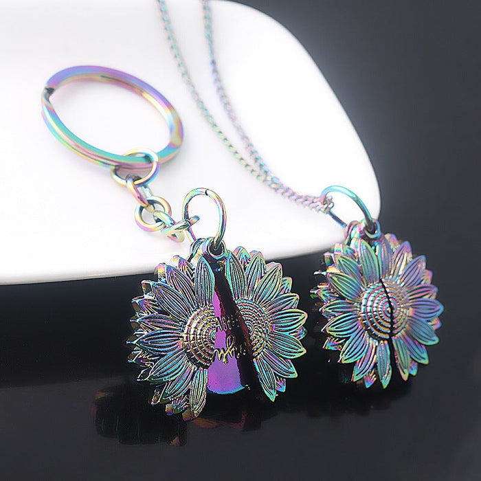 Wholesale Color Gradient Sunflower Necklace JDC-NE-youm003 necklaces 幽梦 Wholesale Jewelry JoyasDeChina Joyas De China
